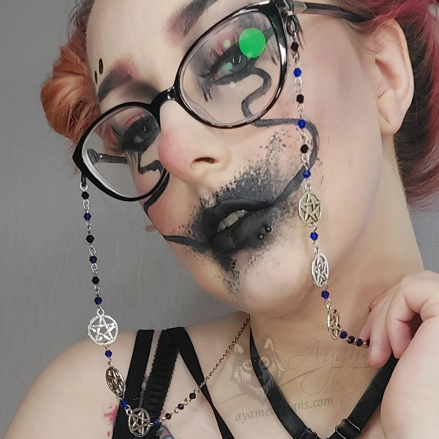 Pentacle Stainless Steel Beaded Glasses Chain - Ayame Designs